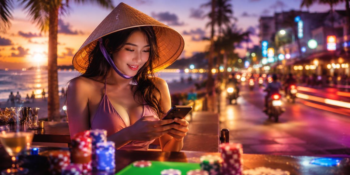 Người chơi bài tại Phú Quốc trải nghiệm sòng bài trực tuyến pa05 với nón lá